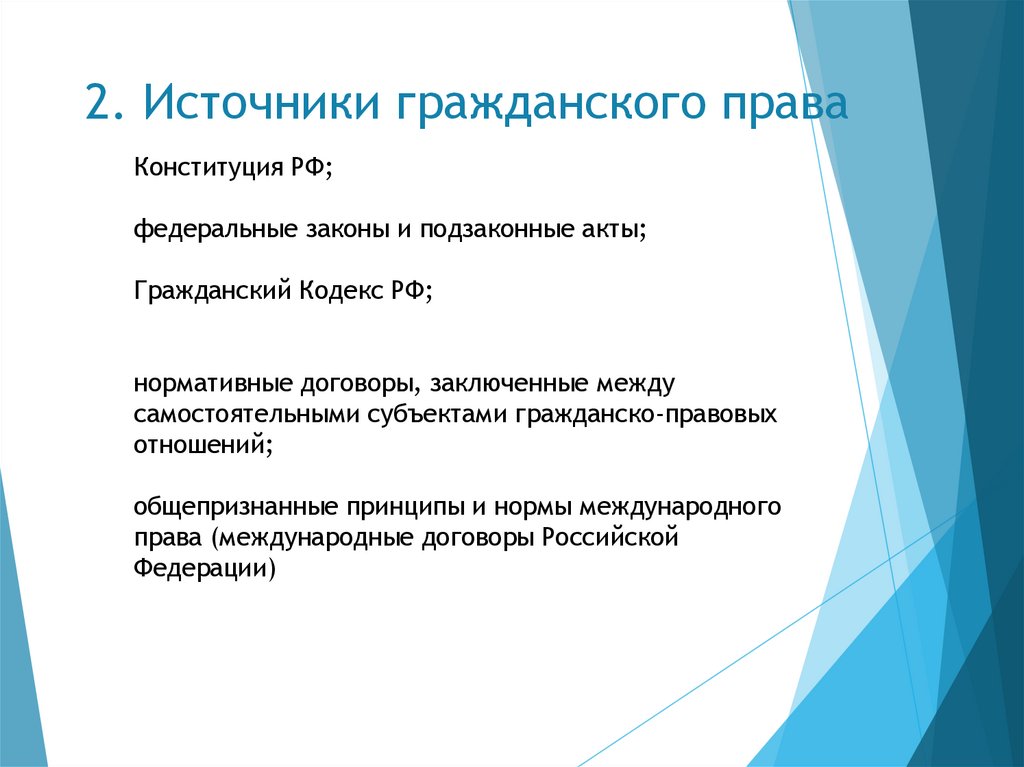 2. Источники гражданского права