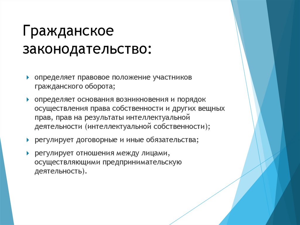 Гражданское законодательство: