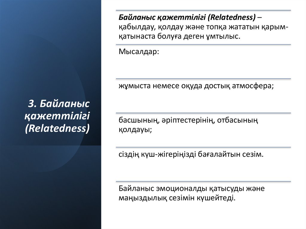 3. Байланыс қажеттілігі (Relatedness)