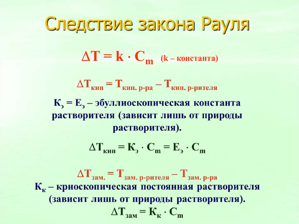 Следствие закона Рауля