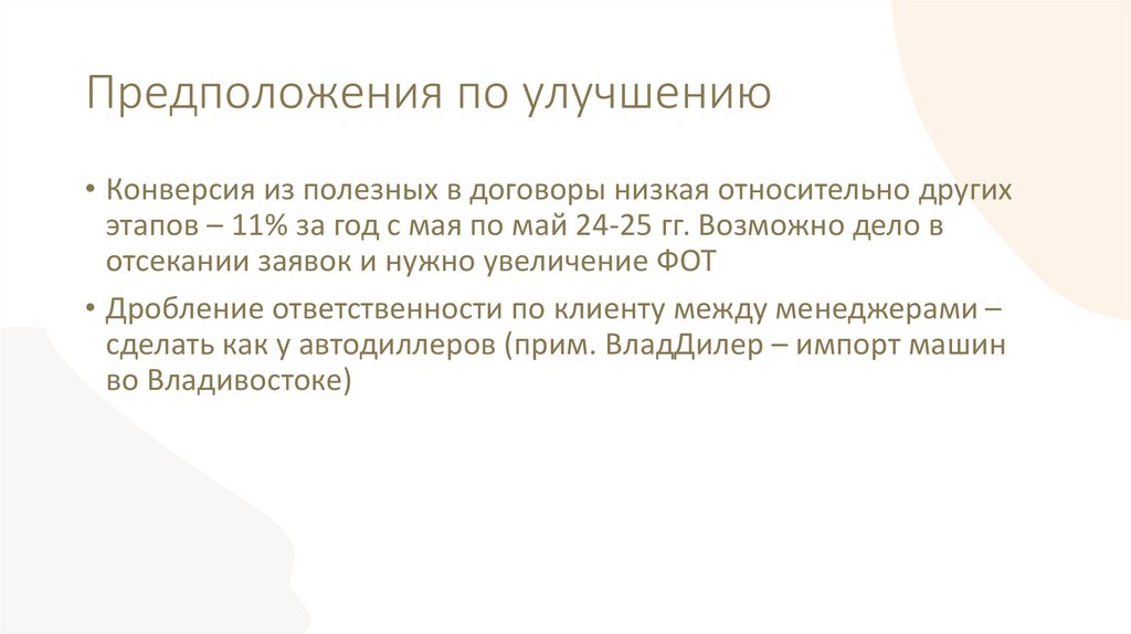 Предположения по улучшению