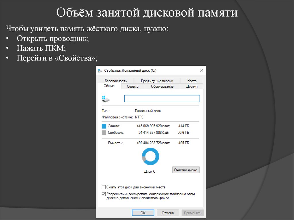 Объём занятой дисковой памяти