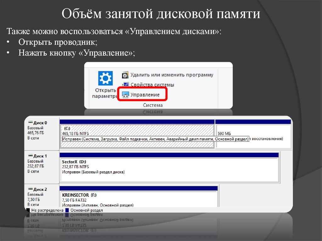 Объём занятой дисковой памяти