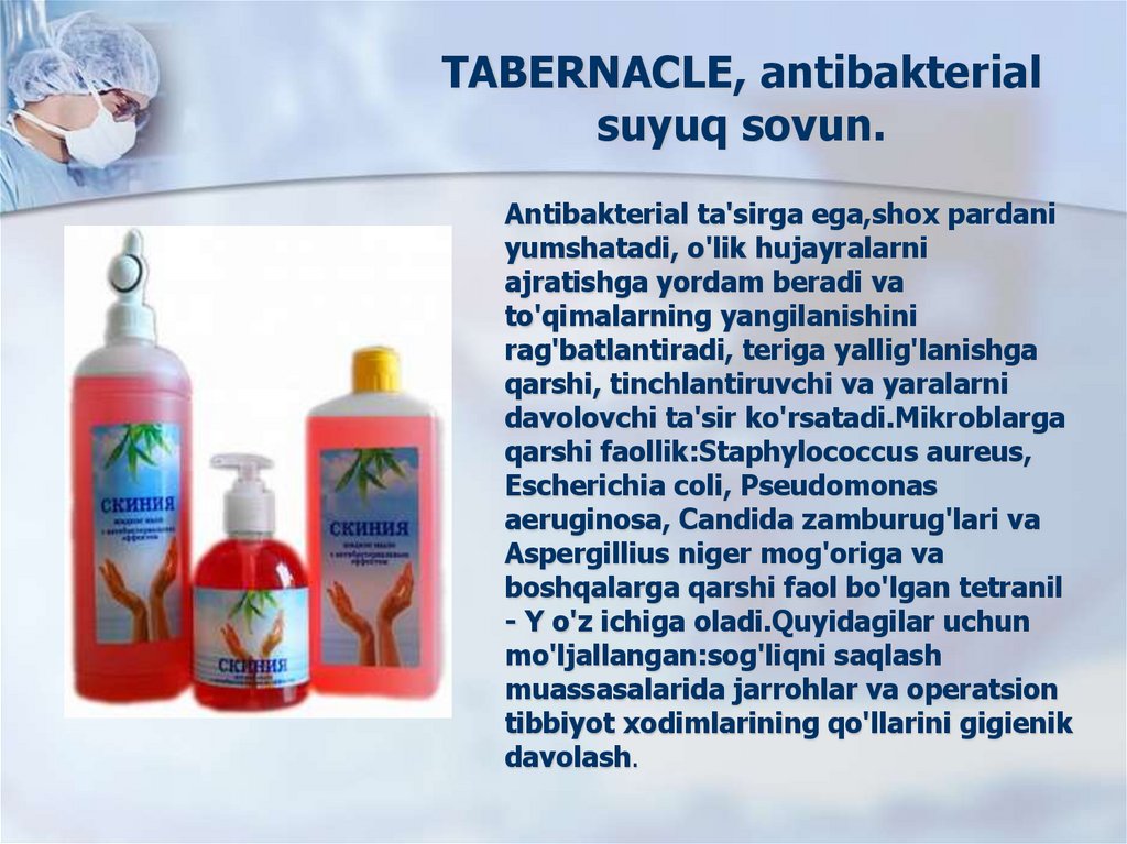TABERNACLE, antibakterial suyuq sovun.