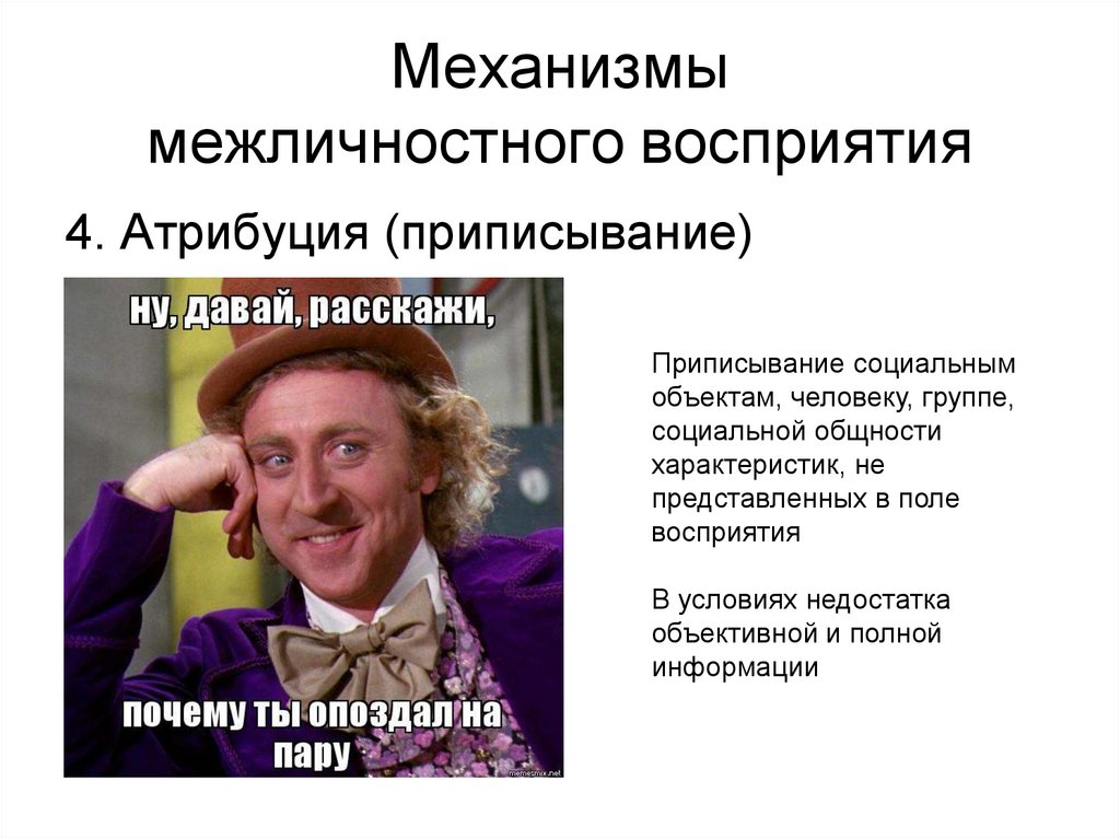 Механизмы межличностного восприятия