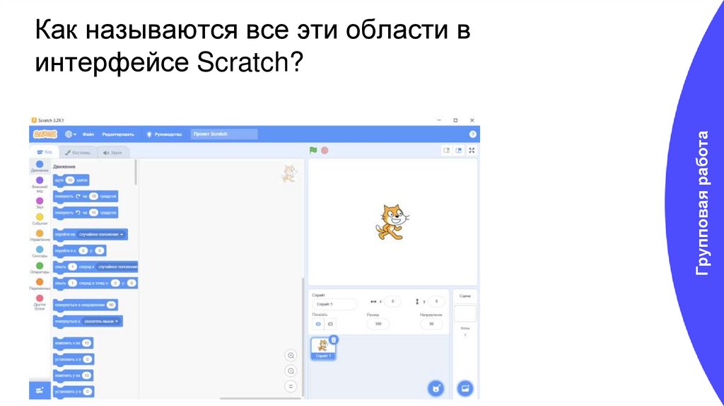 Как называются все эти области в интерфейсе Scratch?