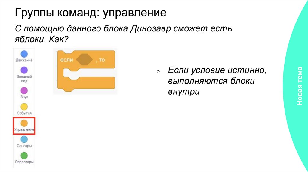 Группы команд: управление