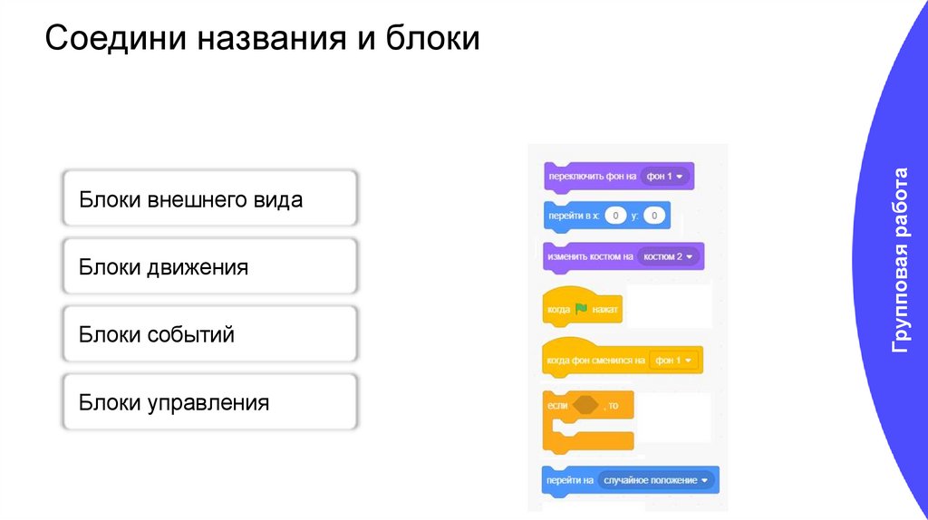 Соедини названия и блоки