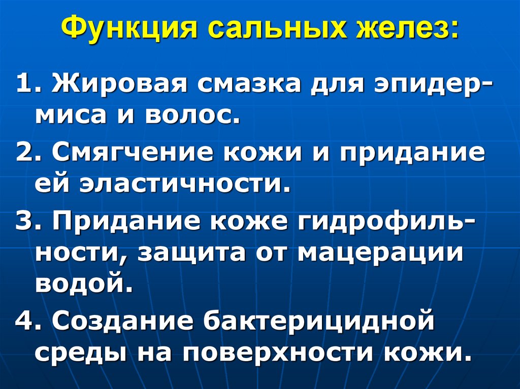 Функция сальных желез: