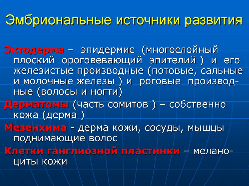 Эмбриональные источники развития