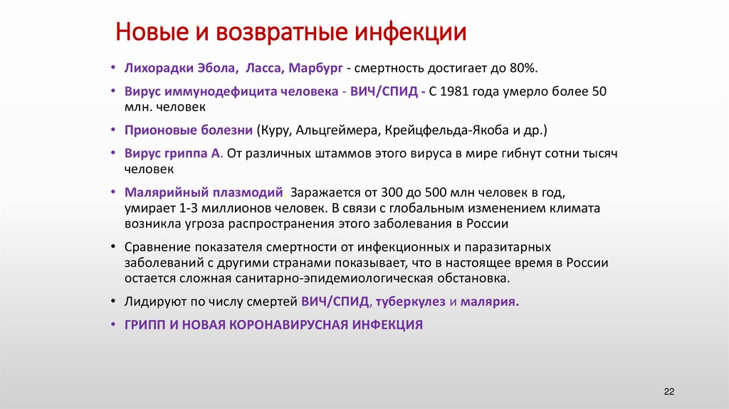 Новые и возвратные инфекции