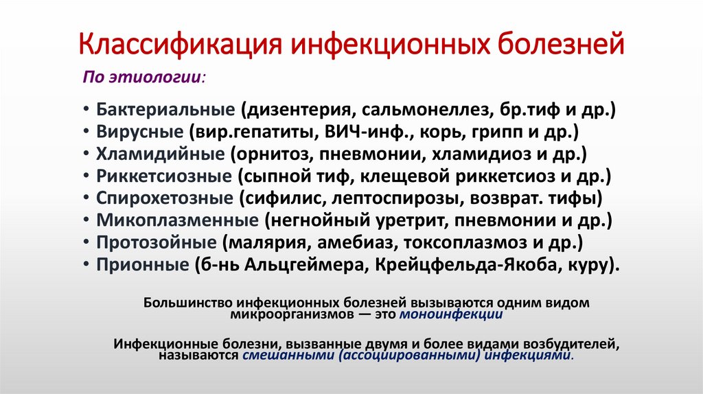 Классификация инфекционных болезней