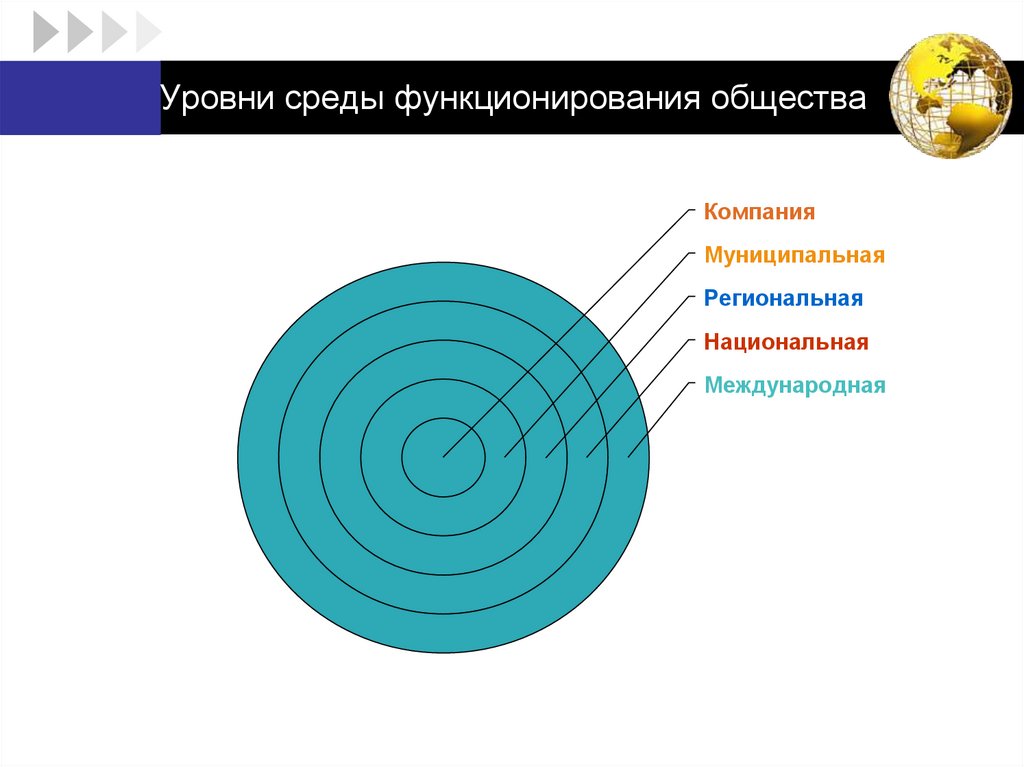 Уровни среды функционирования общества
