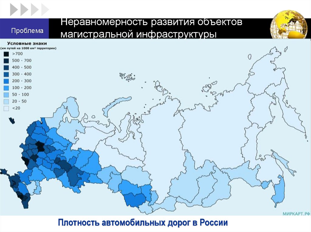 Неравномерность развития объектов магистральной инфраструктуры