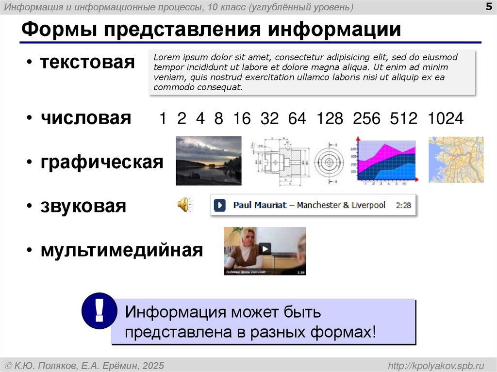 Формы представления информации