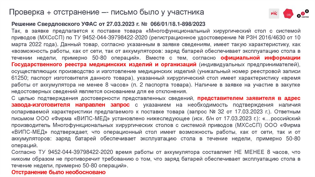 Проверка + отстранение –- письмо было у участника