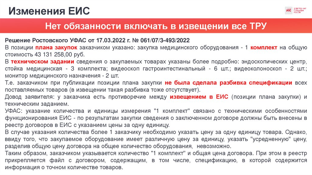 Изменения ЕИС