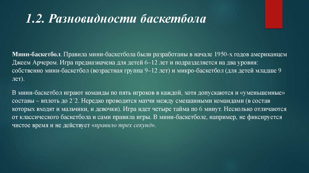 1.2. Разновидности баскетбола