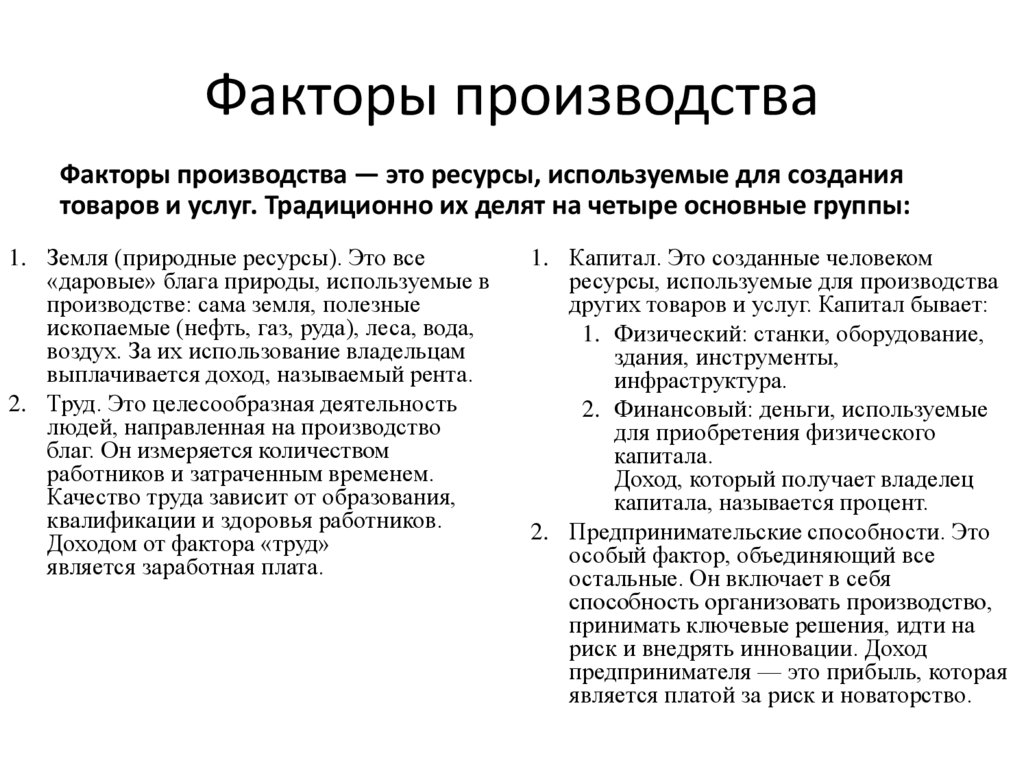 Факторы производства