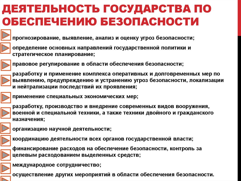 деятельность государства по обеспечению безопасности