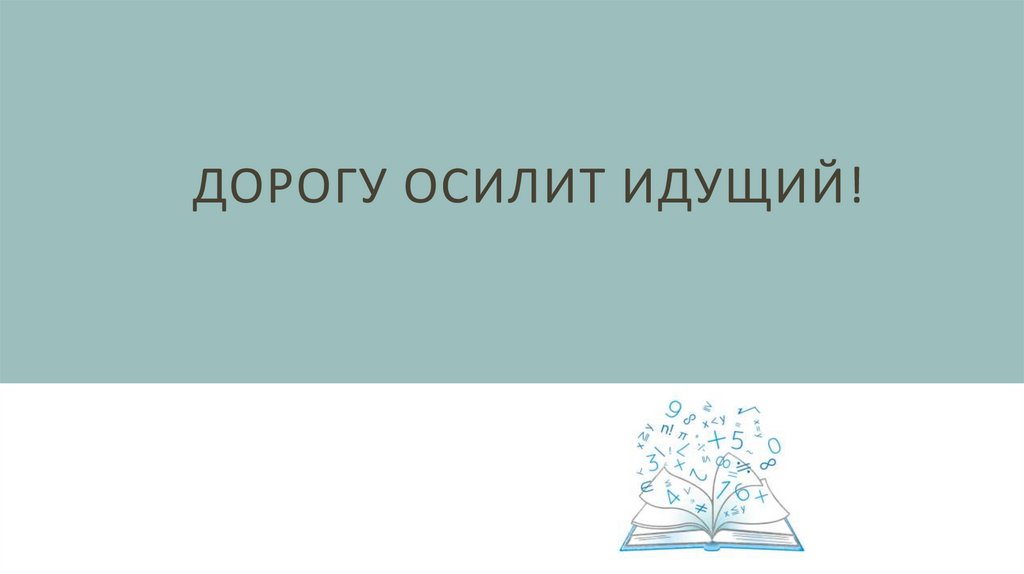 Дорогу осилит идущий!