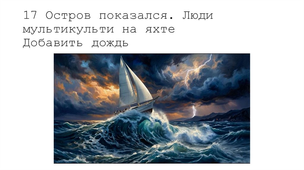 17 Остров показался. Люди мультикульти на яхте Добавить дождь