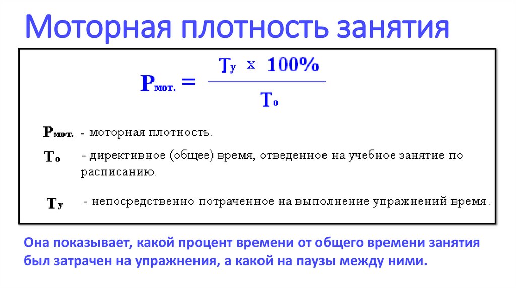Моторная плотность занятия