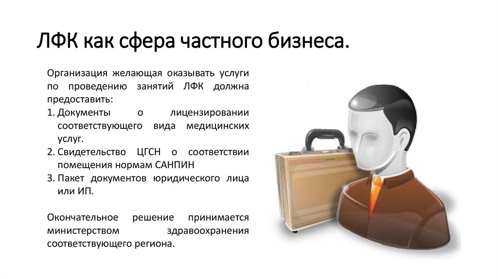 ЛФК как сфера частного бизнеса.