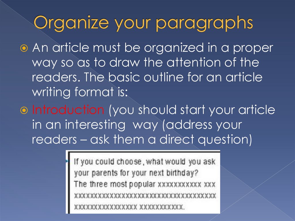 Organize your paragraphs