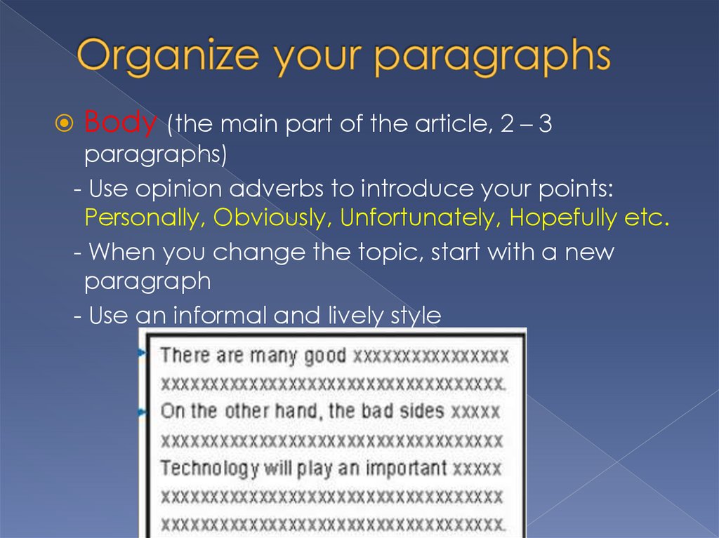 Organize your paragraphs
