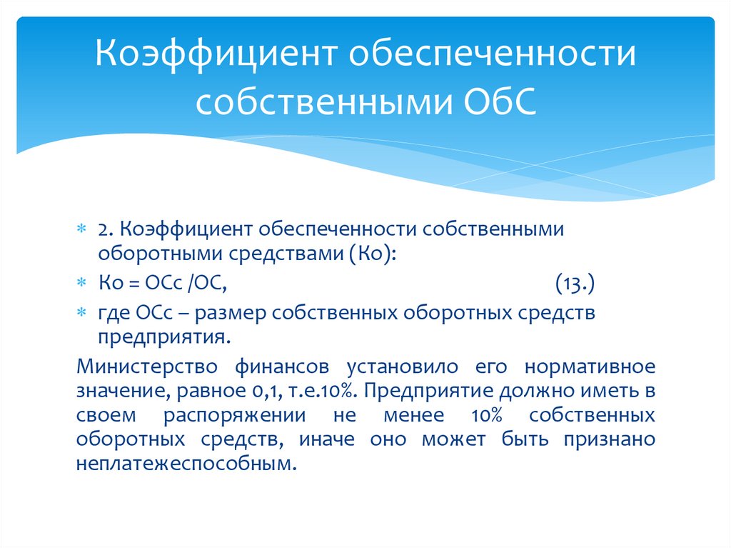 Коэффициент обеспеченности собственными ОбС