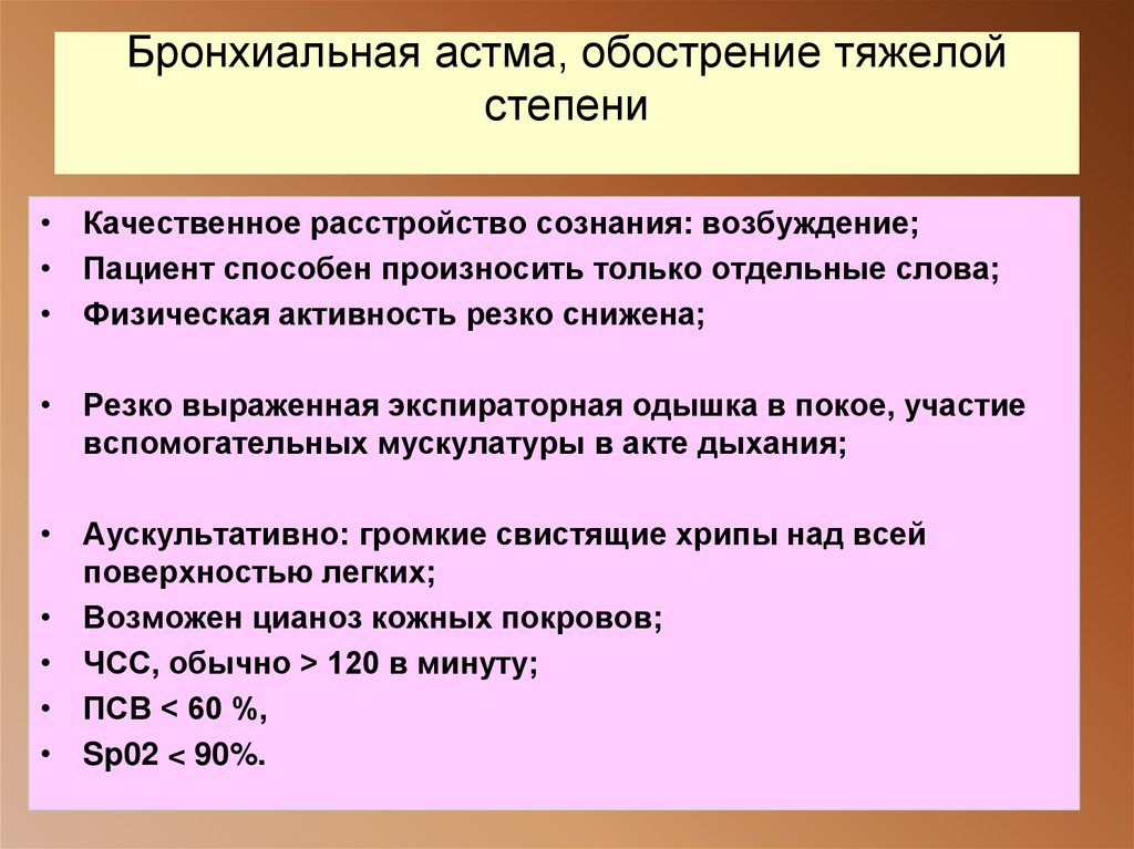 Бронхиальная астма, обострение тяжелой степени