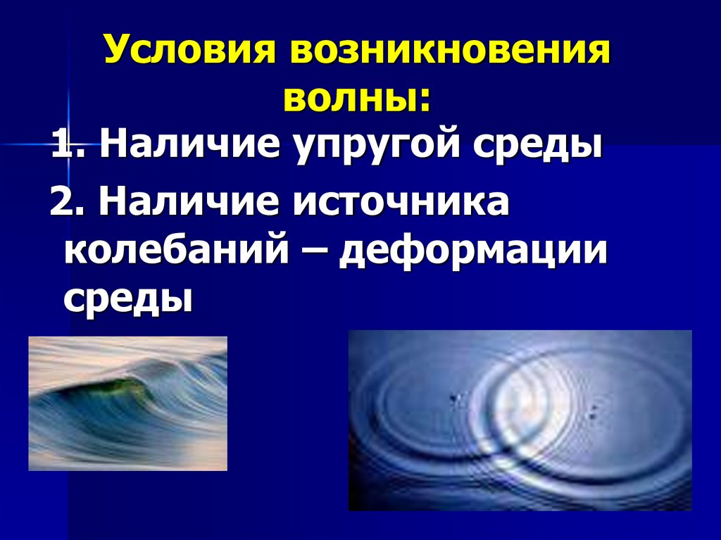 Условия возникновения волны: