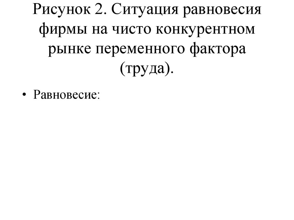 Рисунок 2. Ситуация равновесия фирмы на чисто конкурентном рынке переменного фактора (труда).