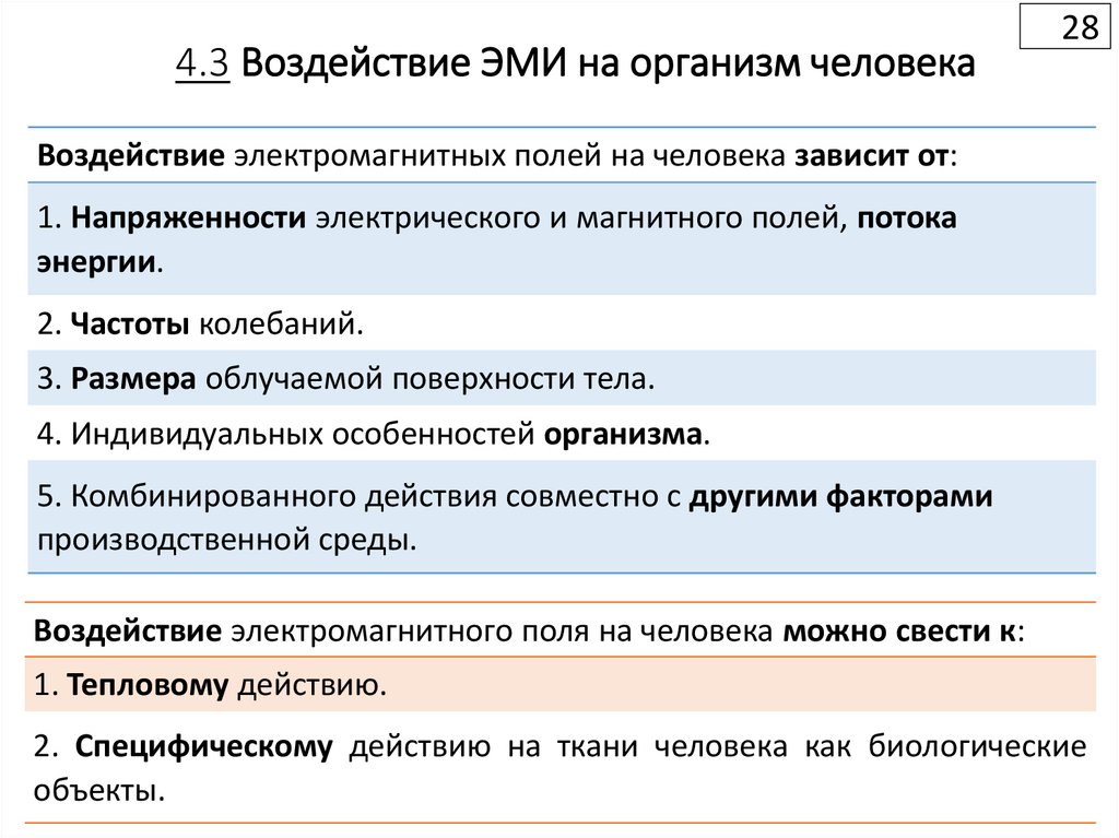 4.3 Воздействие ЭМИ на организм человека