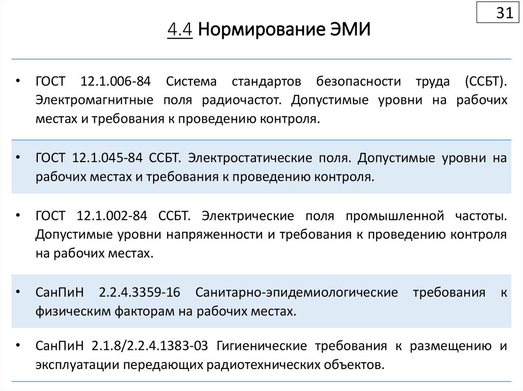 4.4 Нормирование ЭМИ