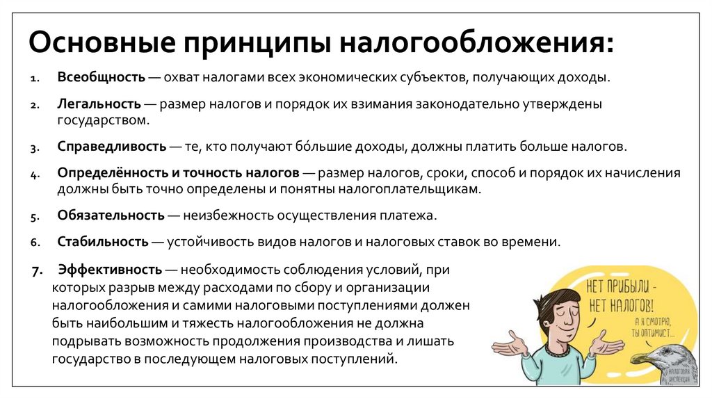 Основные принципы налогообложения: