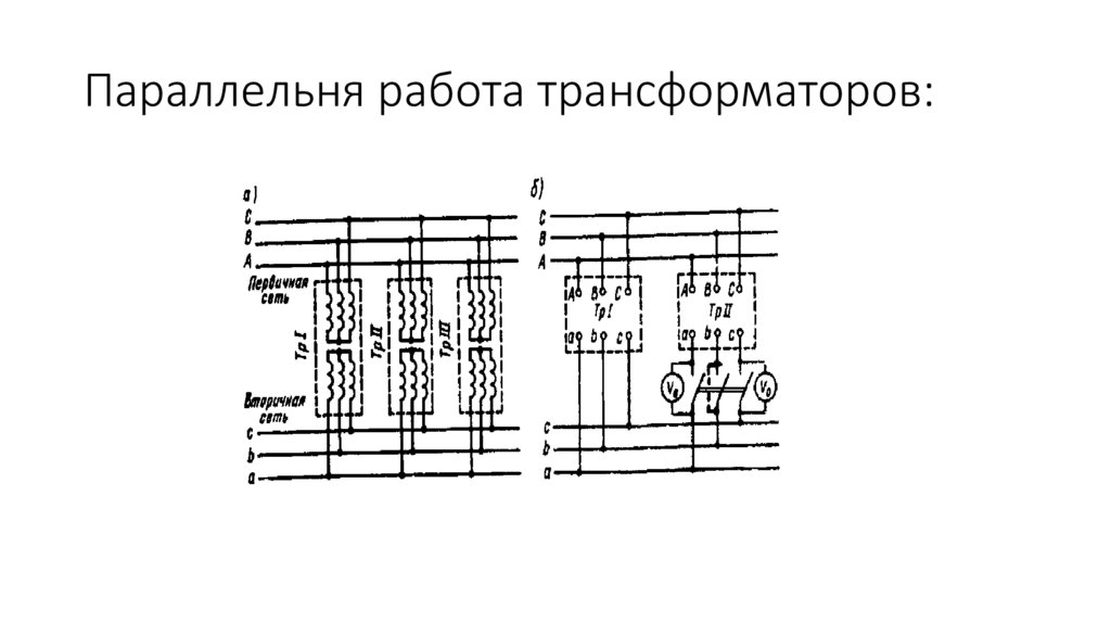 Параллельня работа трансформаторов: