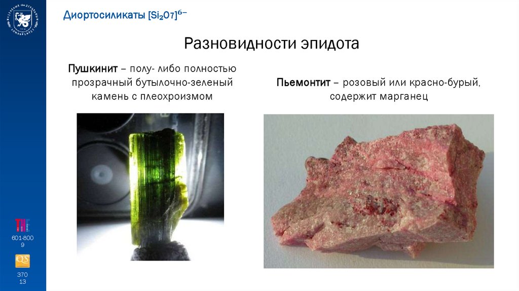 Разновидности эпидота