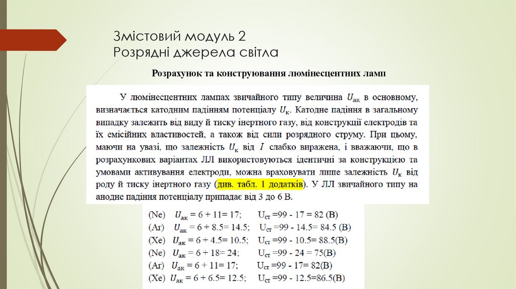 Змістовий модуль 2 Розрядні джерела світла