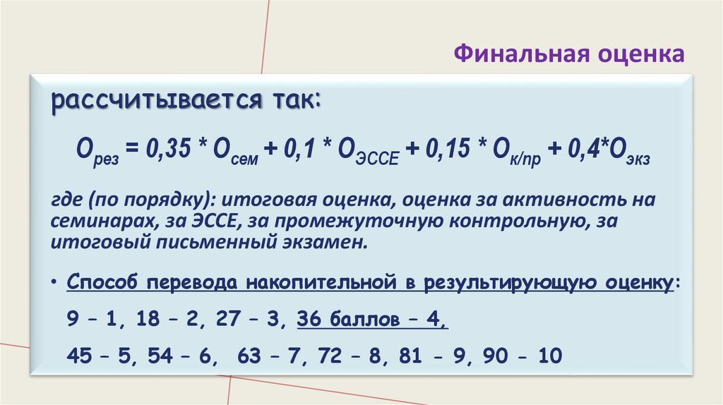 Финальная оценка