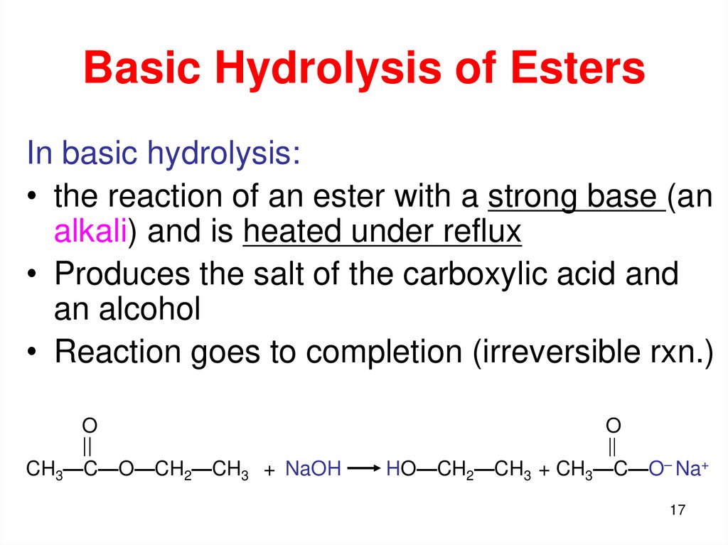 Basic Hydrolysis of Esters