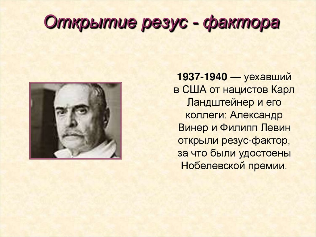 Открытие резус - фактора