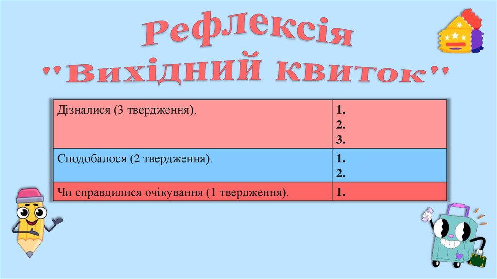 Рефлексія "Вихідний квиток"