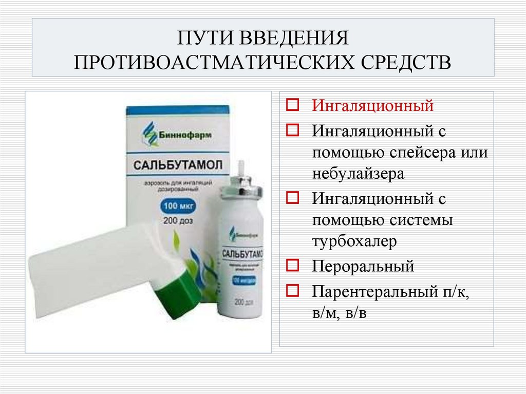 ПУТИ ВВЕДЕНИЯ ПРОТИВОАСТМАТИЧЕСКИХ СРЕДСТВ