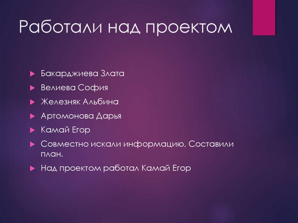 Работали над проектом