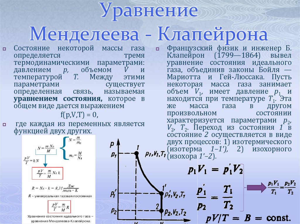 Уравнение Менделеева - Клапейрона