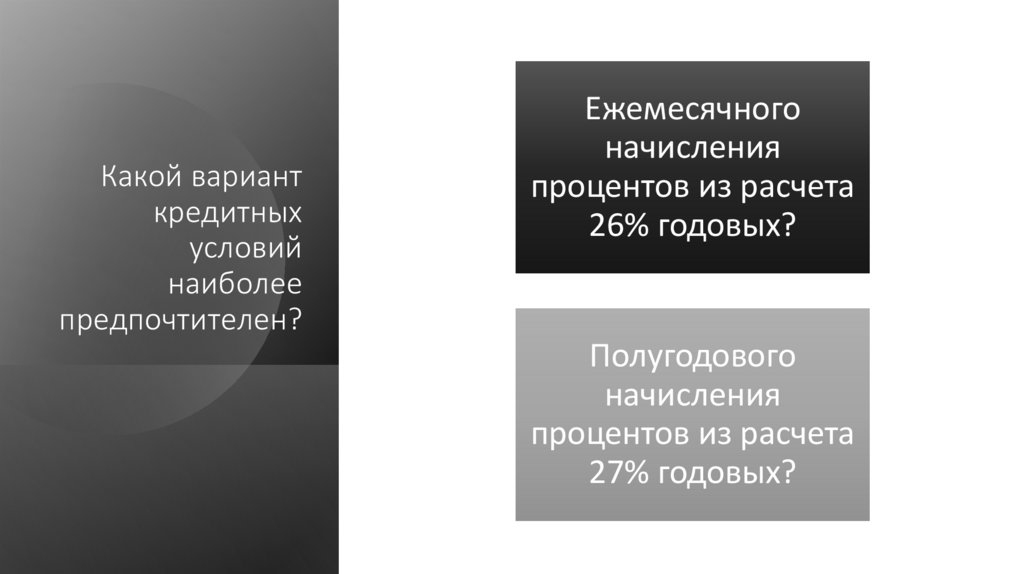 Какой вариант кредитных условий наиболее предпочтителен?