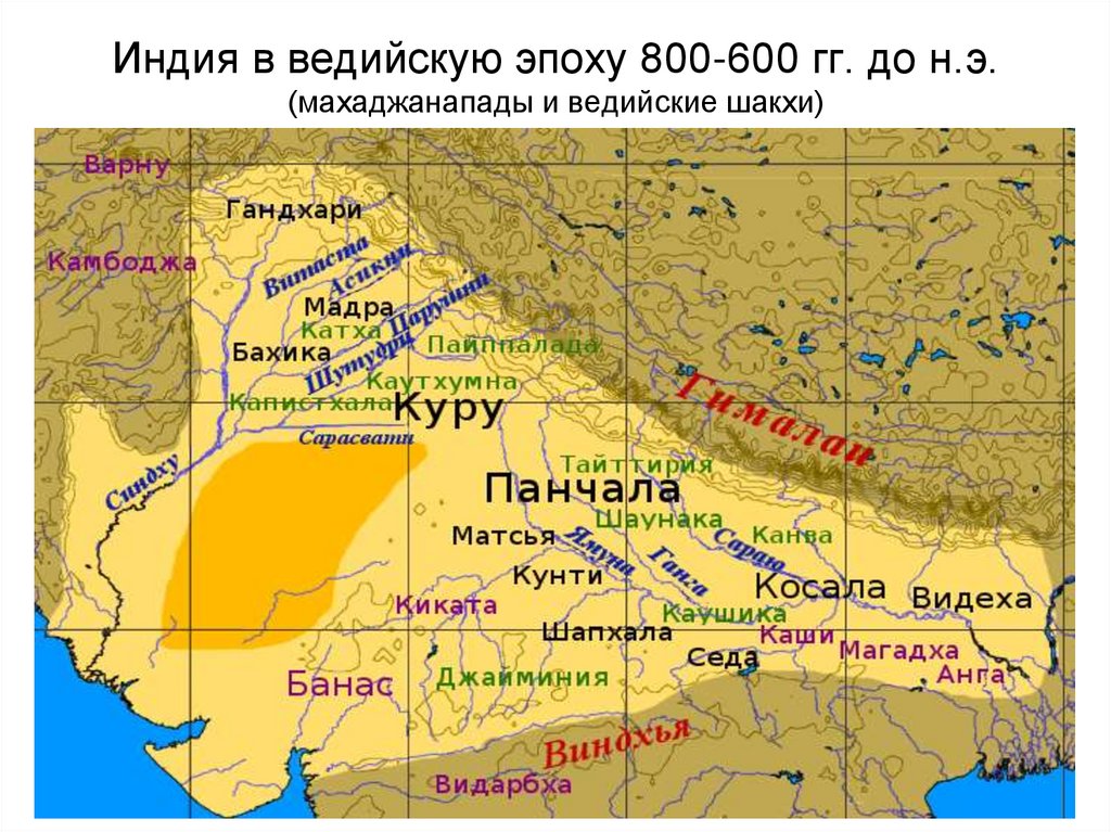 Индия в ведийскую эпоху 800-600 гг. до н.э. (махаджанапады и ведийские шакхи)
