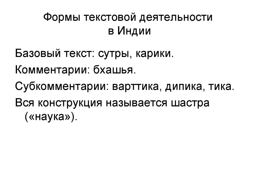 Формы текстовой деятельности в Индии